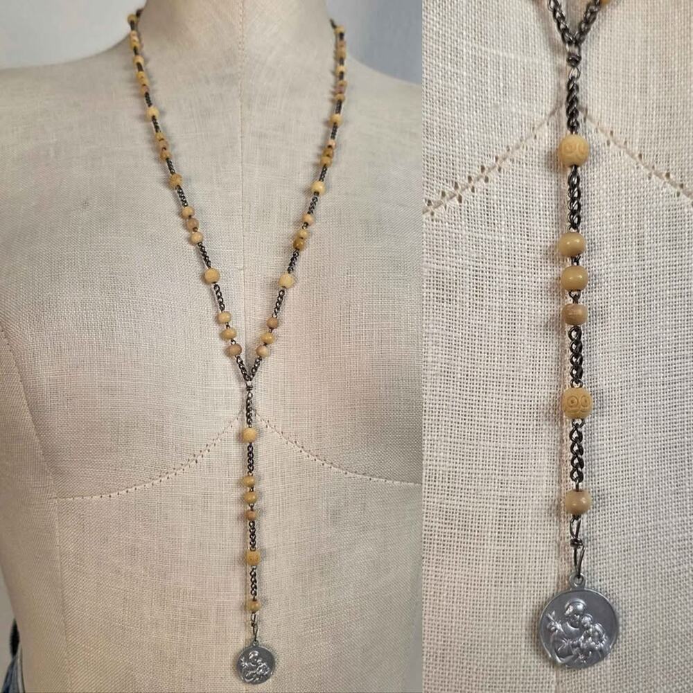 Vintage Catholic Rosary Necklace Saint Joseph